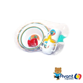 Set de vajilla para bebe motivos de animales en colores surtidos, ideal para niños.